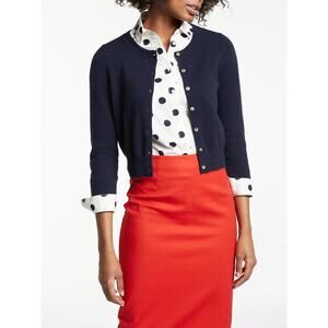 Boden 3/4 Sleeve Button Up Cardigan Sweater Navy Blue 18